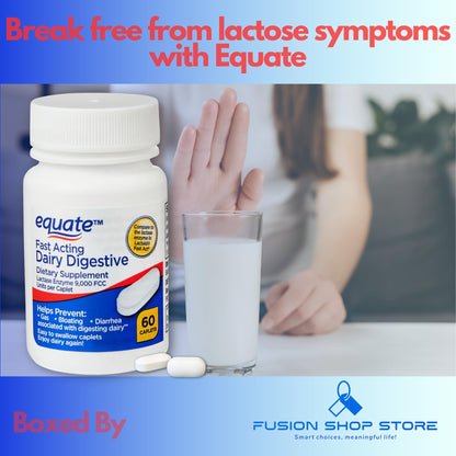 Equate quick action dairy relief tablets imported from USA for preventing gas and bloating