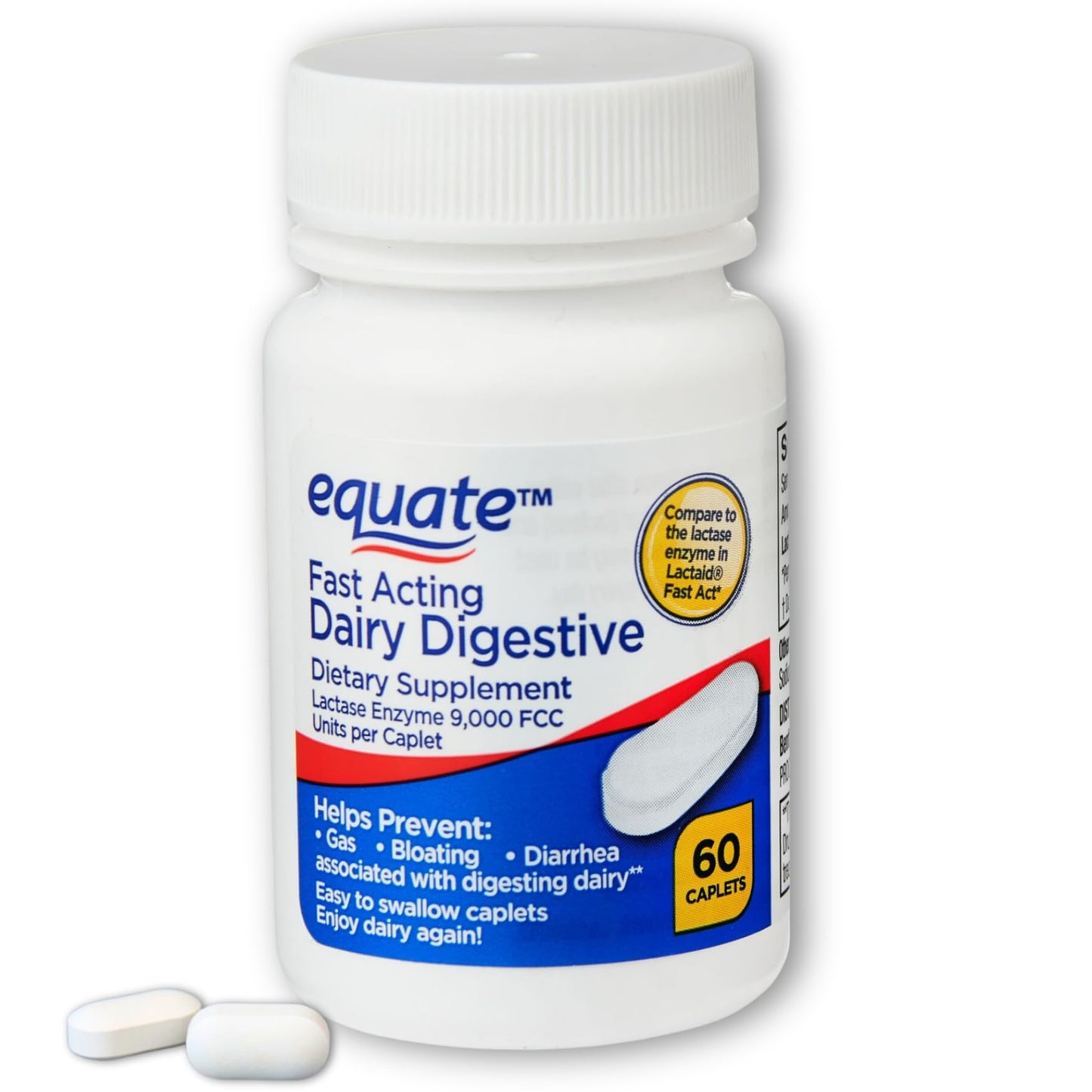 Equate stomach relief and gut health dairy digestive supplement caplets overview