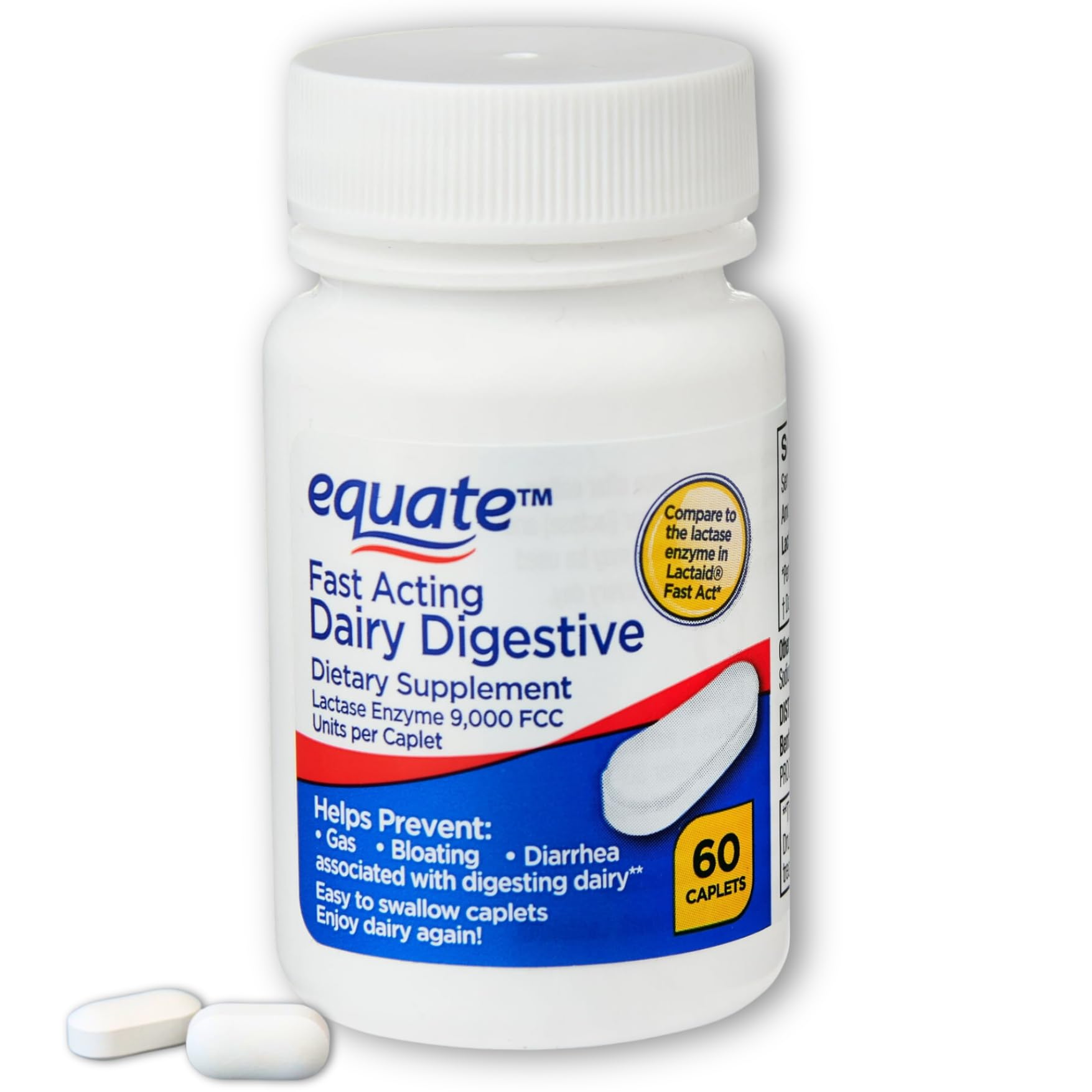 Equate stomach relief and gut health dairy digestive supplement caplets overview