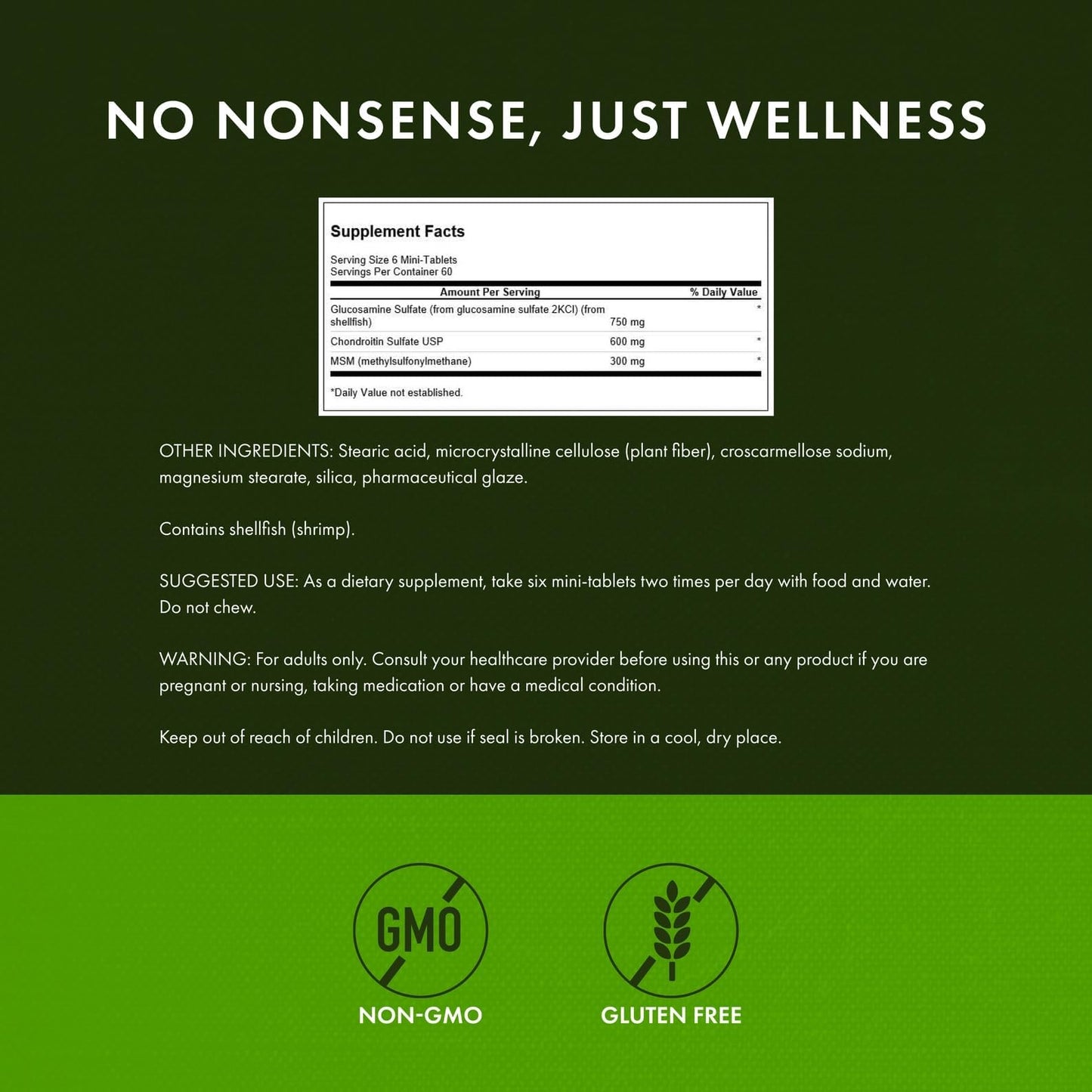 Swanson joint mobility comfort mini tablets showing the easy to swallow small pill size comparison.