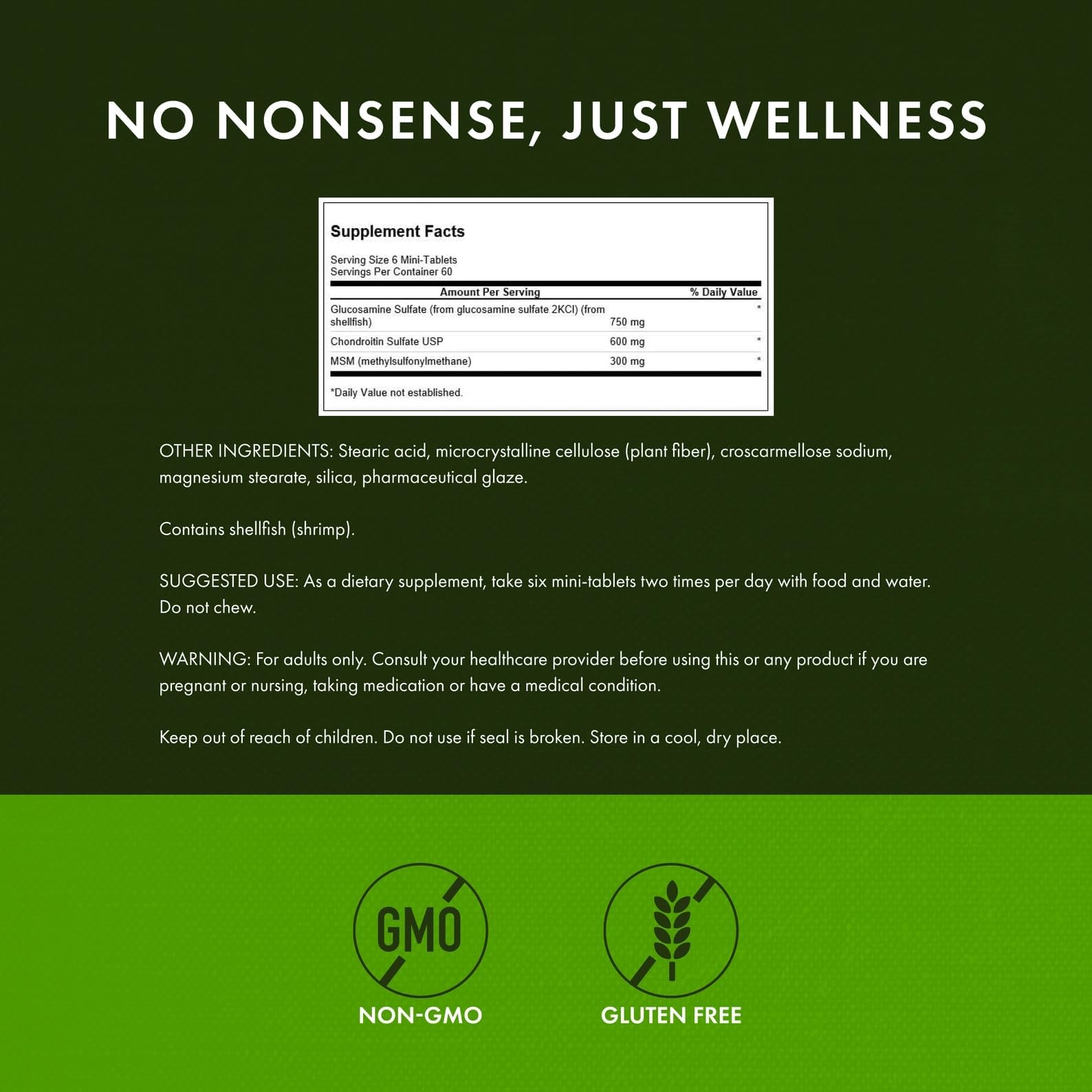 Swanson joint mobility comfort mini tablets showing the easy to swallow small pill size comparison.