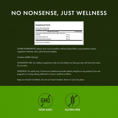 Swanson joint mobility comfort mini tablets showing the easy to swallow small pill size comparison.