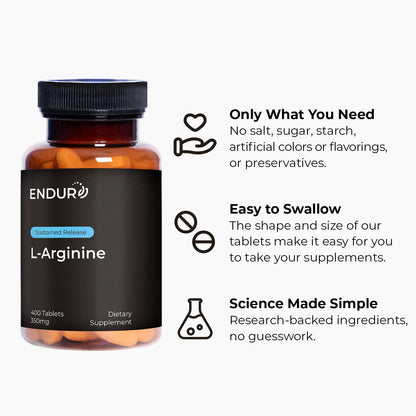 Authentic USA imported L-Arginine daily supplement bottle on a clean surface