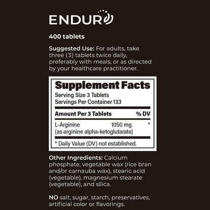 Close up view of the 400 tablets container of Endur sustained release amino acid