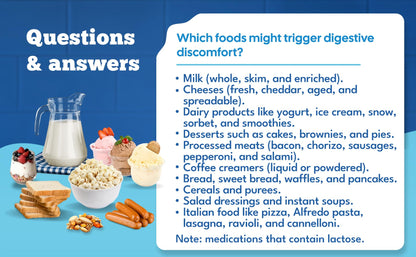Hi! LACTOSA 60 dairy pills for preventing bloating and gas from milk and cheese