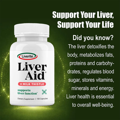 Side view of Liverite Liver Aid 150 capsules for daily liver support