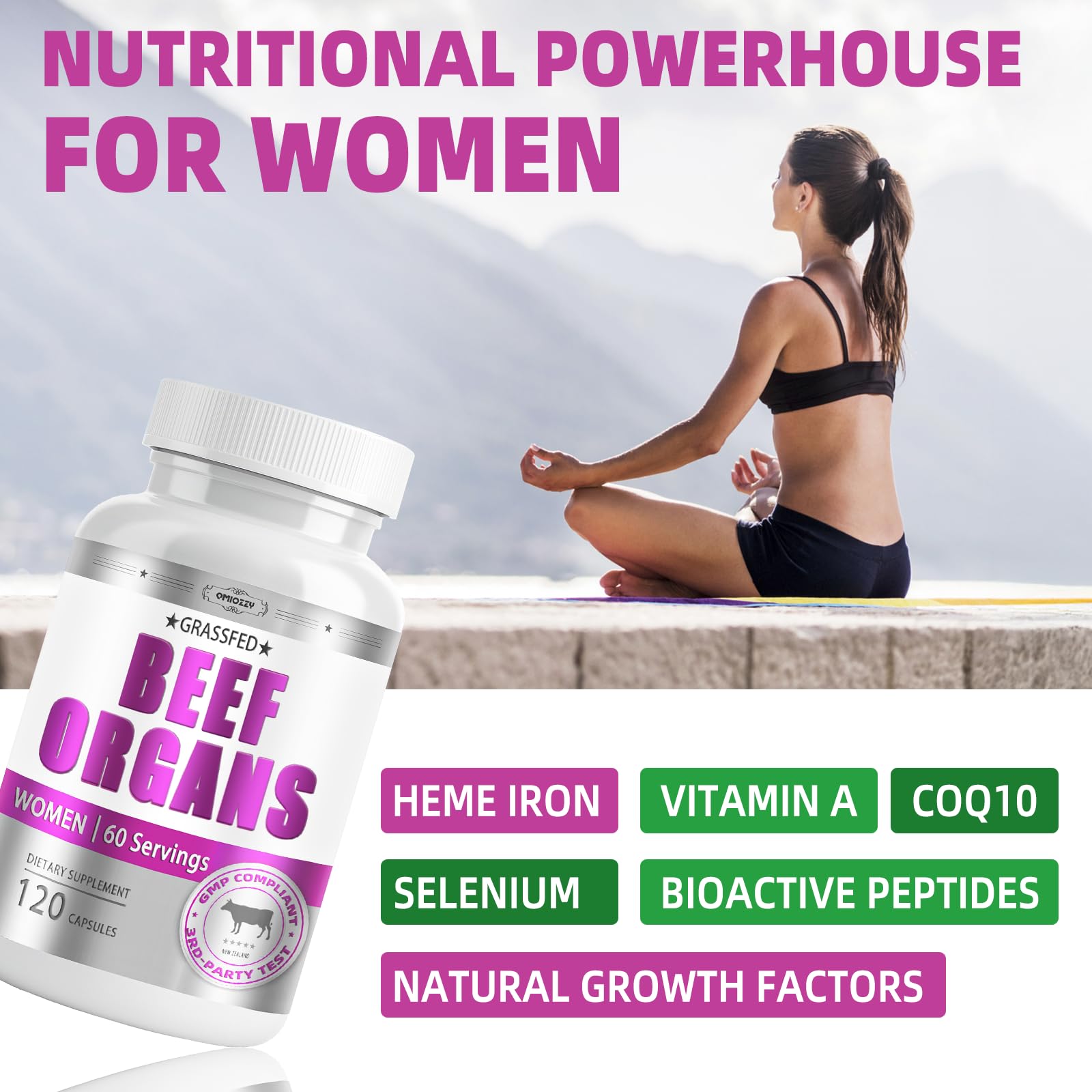 Qmiozzy 6-organ blend supplement for women side view