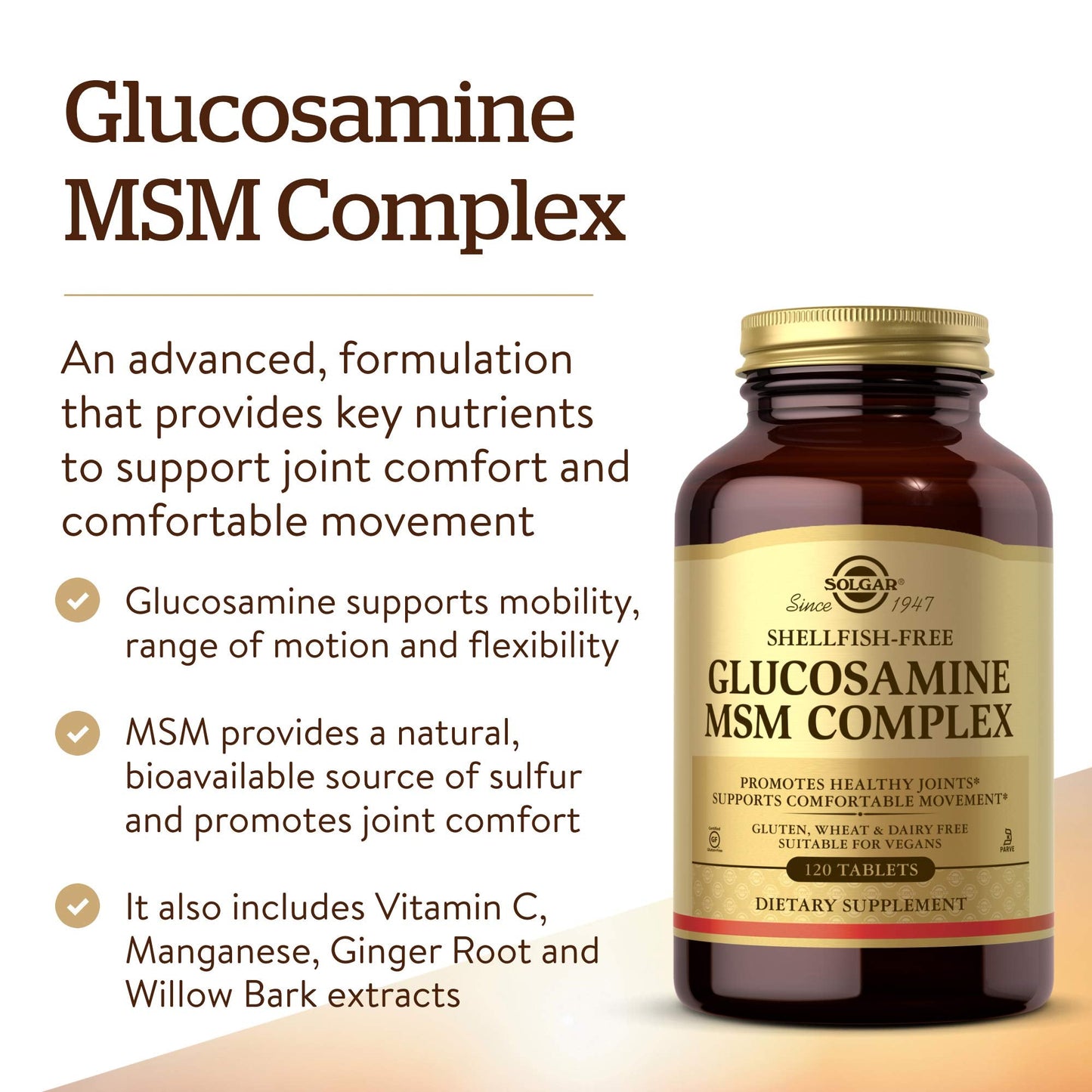 Authentic Solgar imported joint support tablets for flexibility and motion