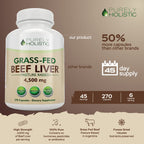 Purely Holistic Grass Fed Beef Liver supplement facts label