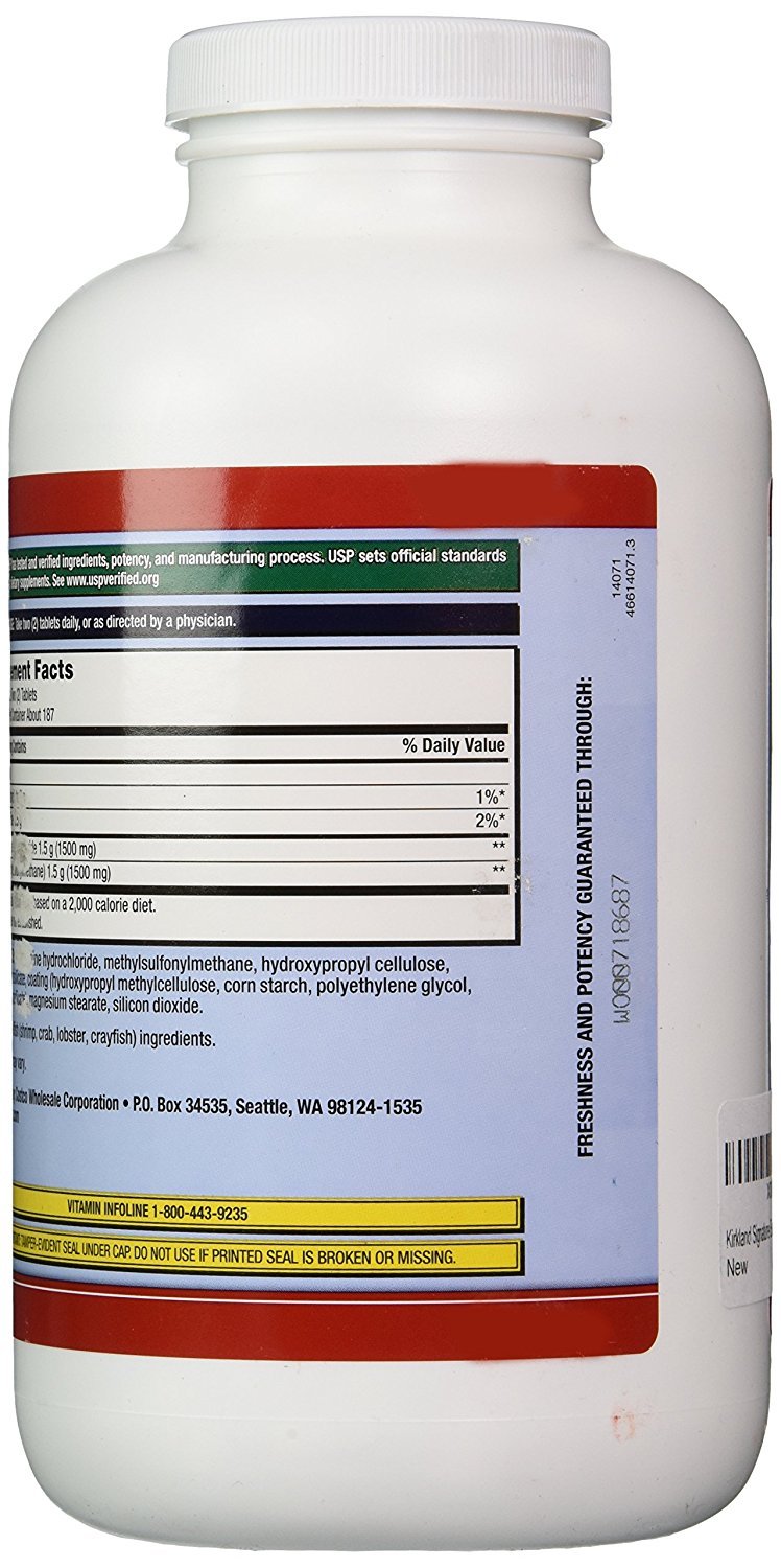 Back label view of the authentic USA imported 375 tablets dietary supplement showing complete ingredient composition list