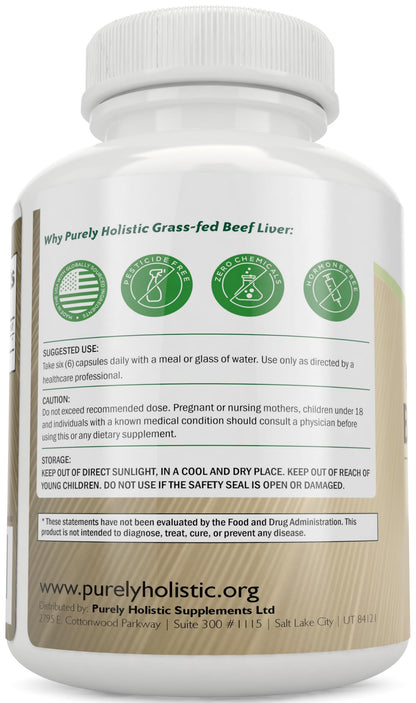 Nutrient-dense freeze-dried beef liver dietary supplement capsules packaging graphics.