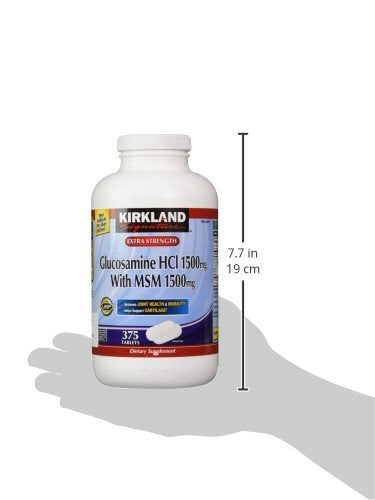 Multi pack configuration of two Kirkland Signature glucosamine and msm bottles showcasing premium packaging and sealing