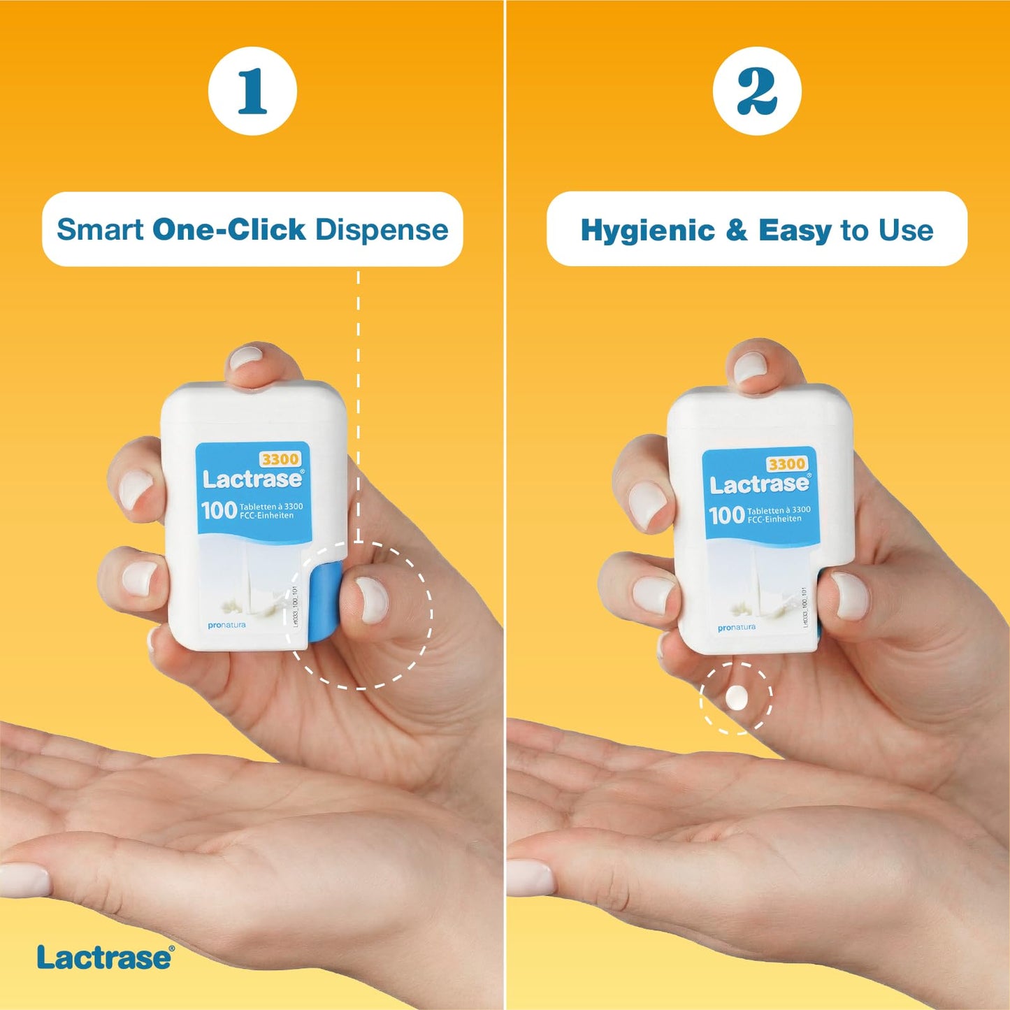 Vegetarian and gluten free Lactrase pills for lactose digestion support