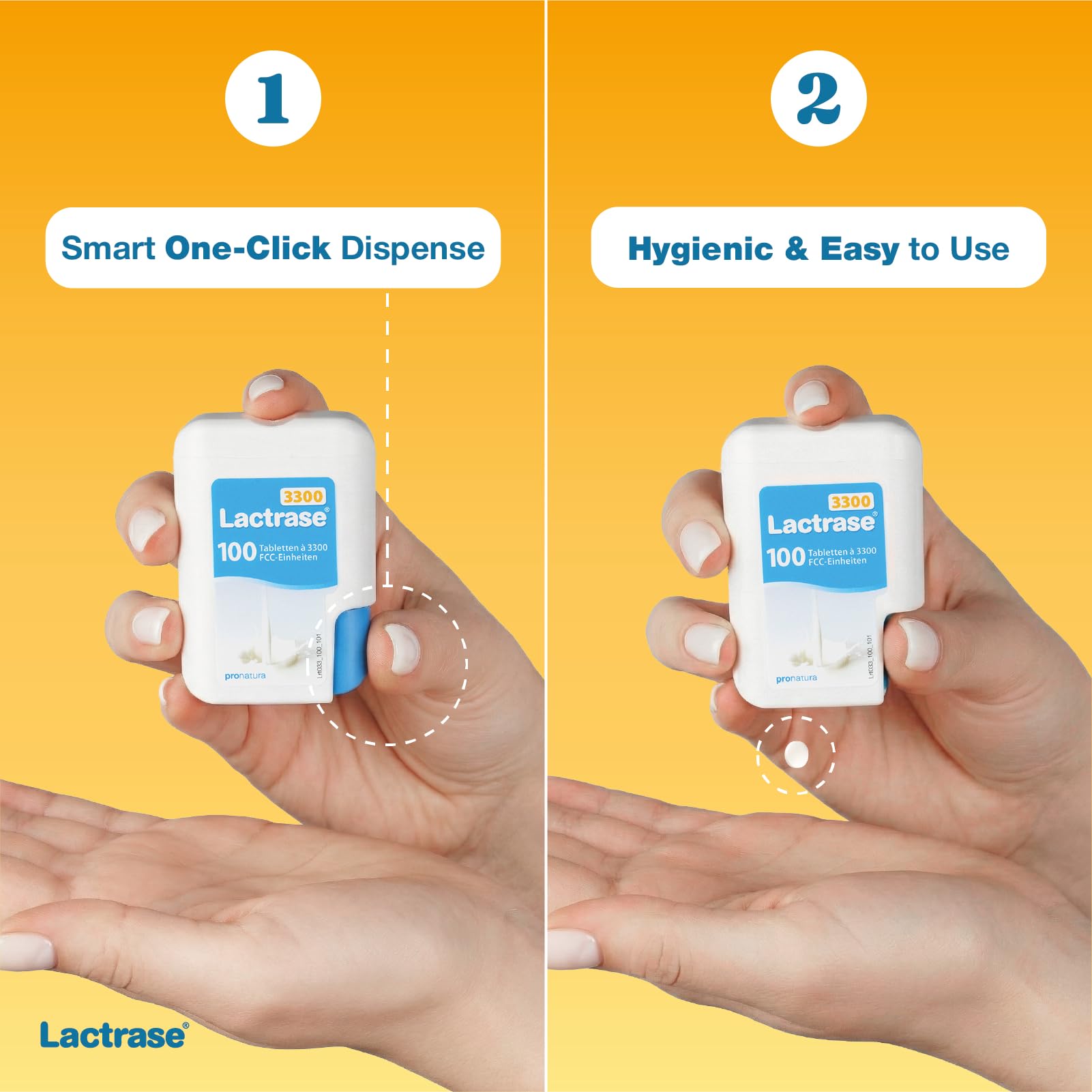 Vegetarian and gluten free Lactrase pills for lactose digestion support
