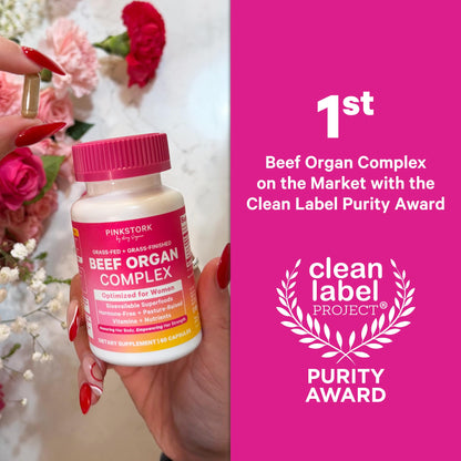 Close up of Pink Stork Beef Organ Supplement capsule texture