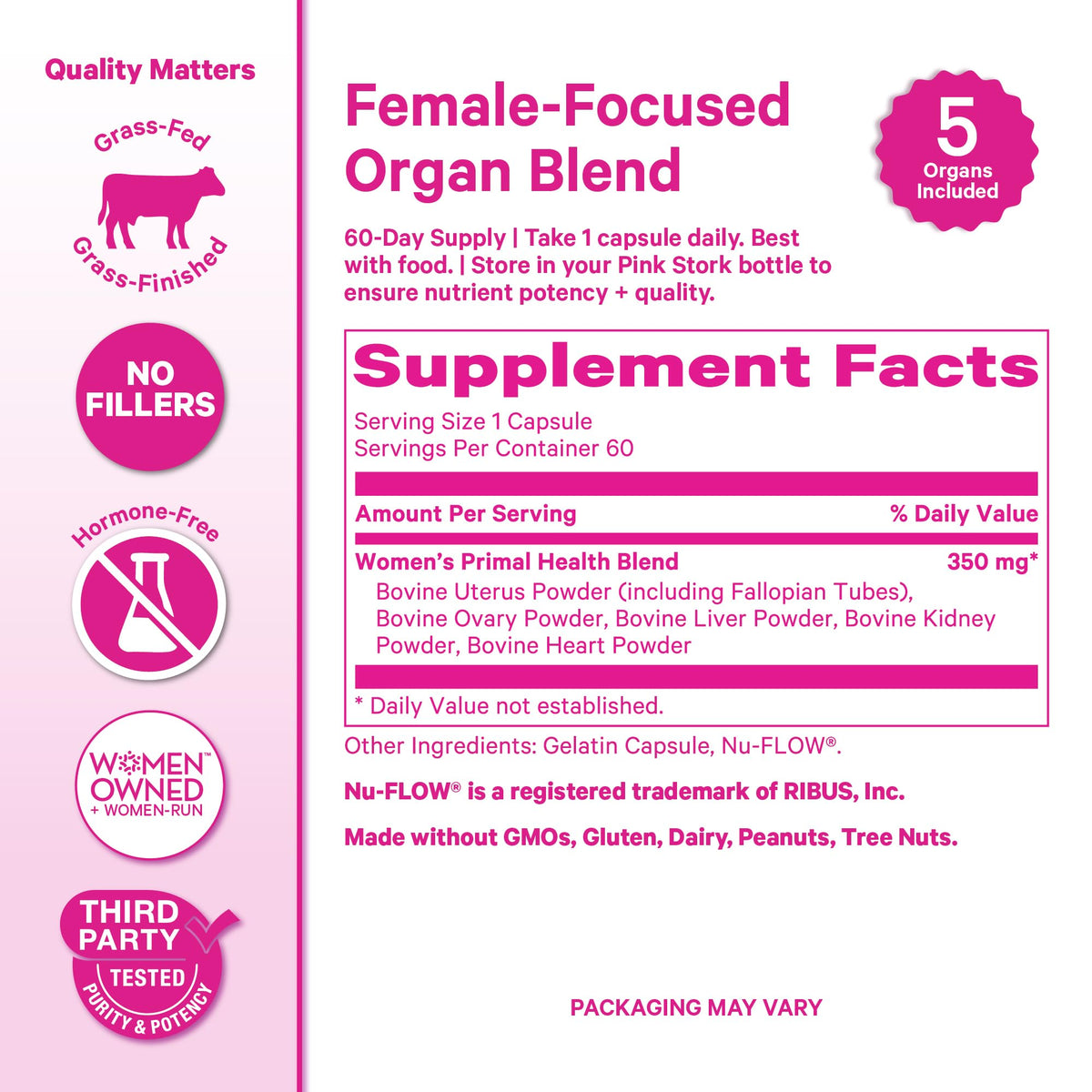 Pink Stork hormone support supplement container