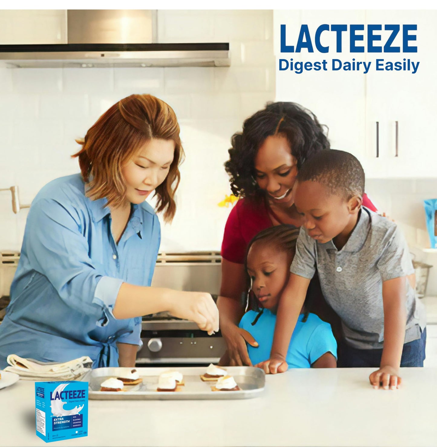 Side view of Lacteeze Extra Strength mint tablets bottle highlighting clean formula certifications