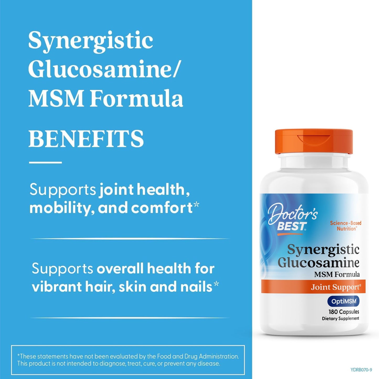 Authentic Doctor's Best Glucosamine MSM Formula imported bottle displaying usage instructions