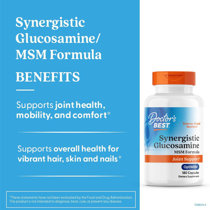 Authentic Doctor's Best Glucosamine MSM Formula imported bottle displaying usage instructions