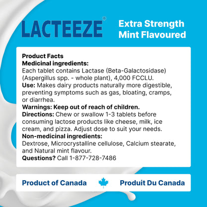 Lacteeze lactase enzyme 100 count dietary supplement for natural gas and bloating relief
