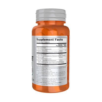 Now Sports Advanced Joint Support supplement facts and ingredient label