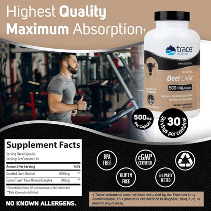 Trace Minerals ancestral beef liver organ support supplement nutrition label