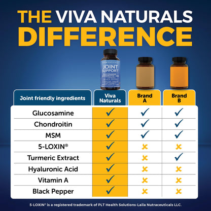 Viva Naturals joint health supplement bottle with authentic USA imported packaging seal