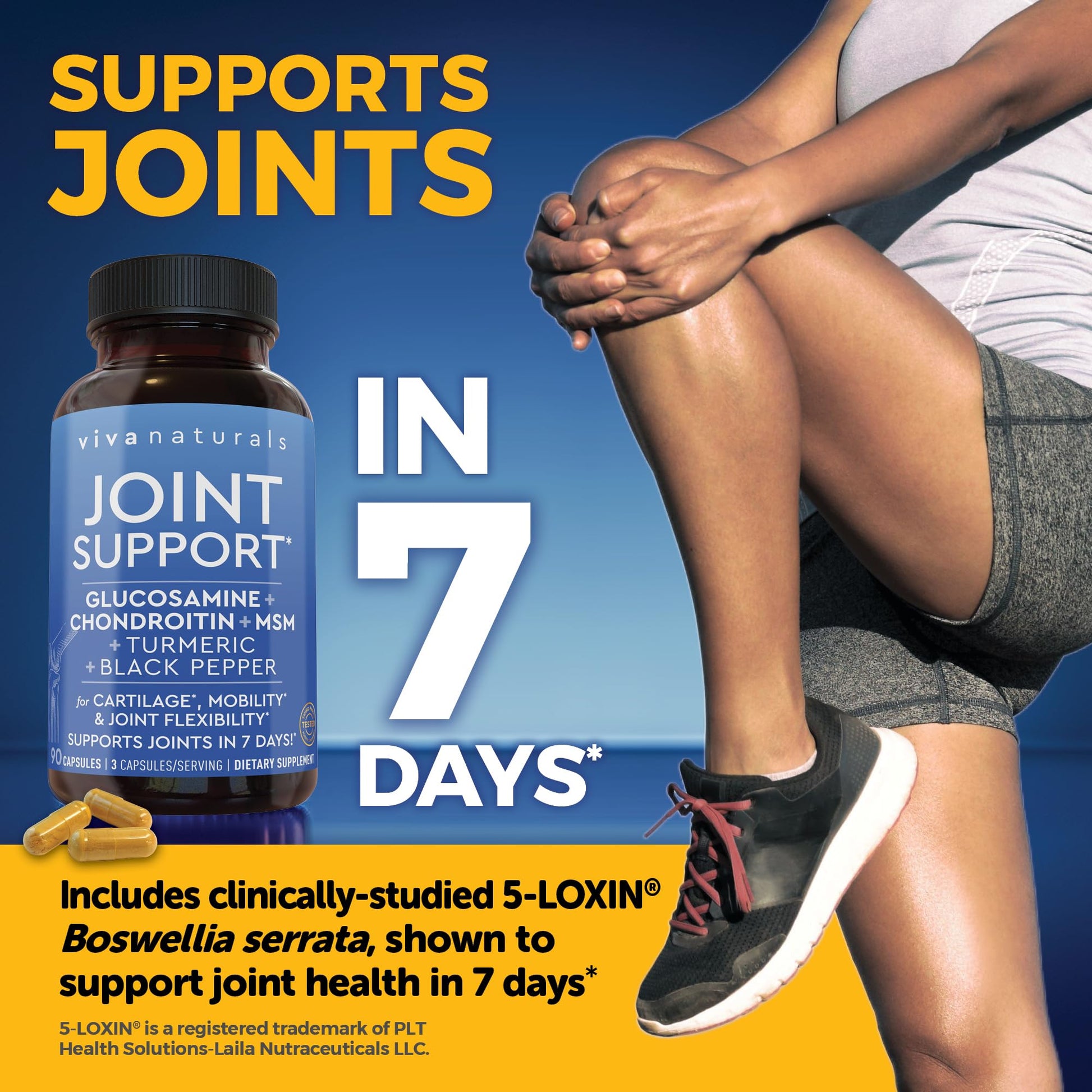Viva Naturals Glucosamine Chondroitin MSM featuring turmeric and black pepper extracts