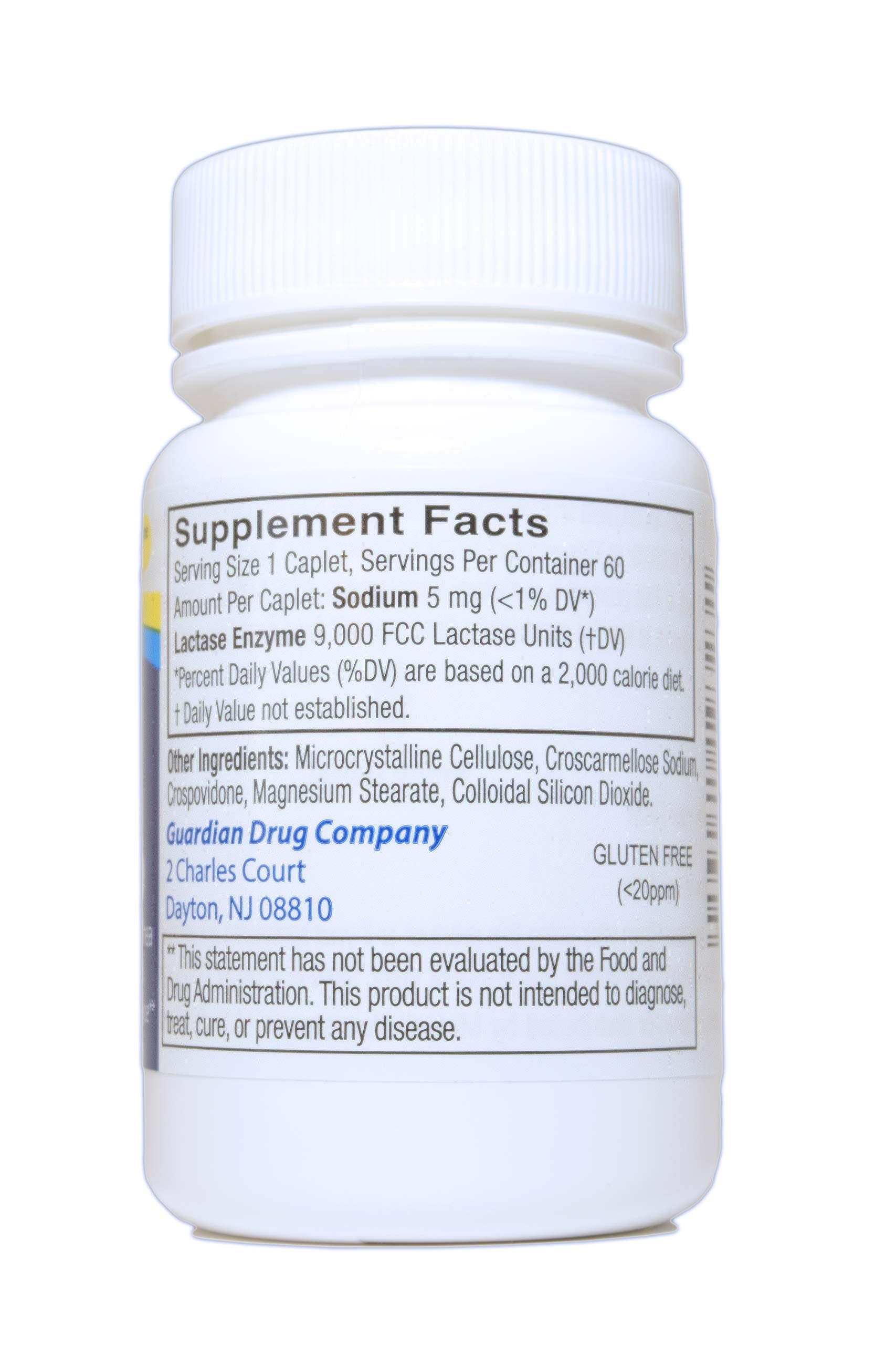Guardian lactase enzyme 9000 FCC supplement bottles for dairy digestion support