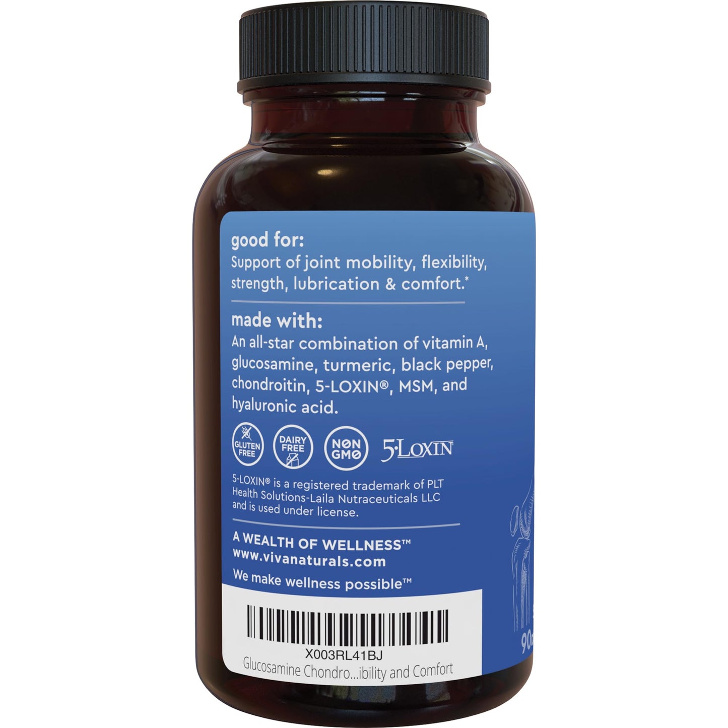 Viva Naturals premium joint care capsules safely stored in a protective amber bottle