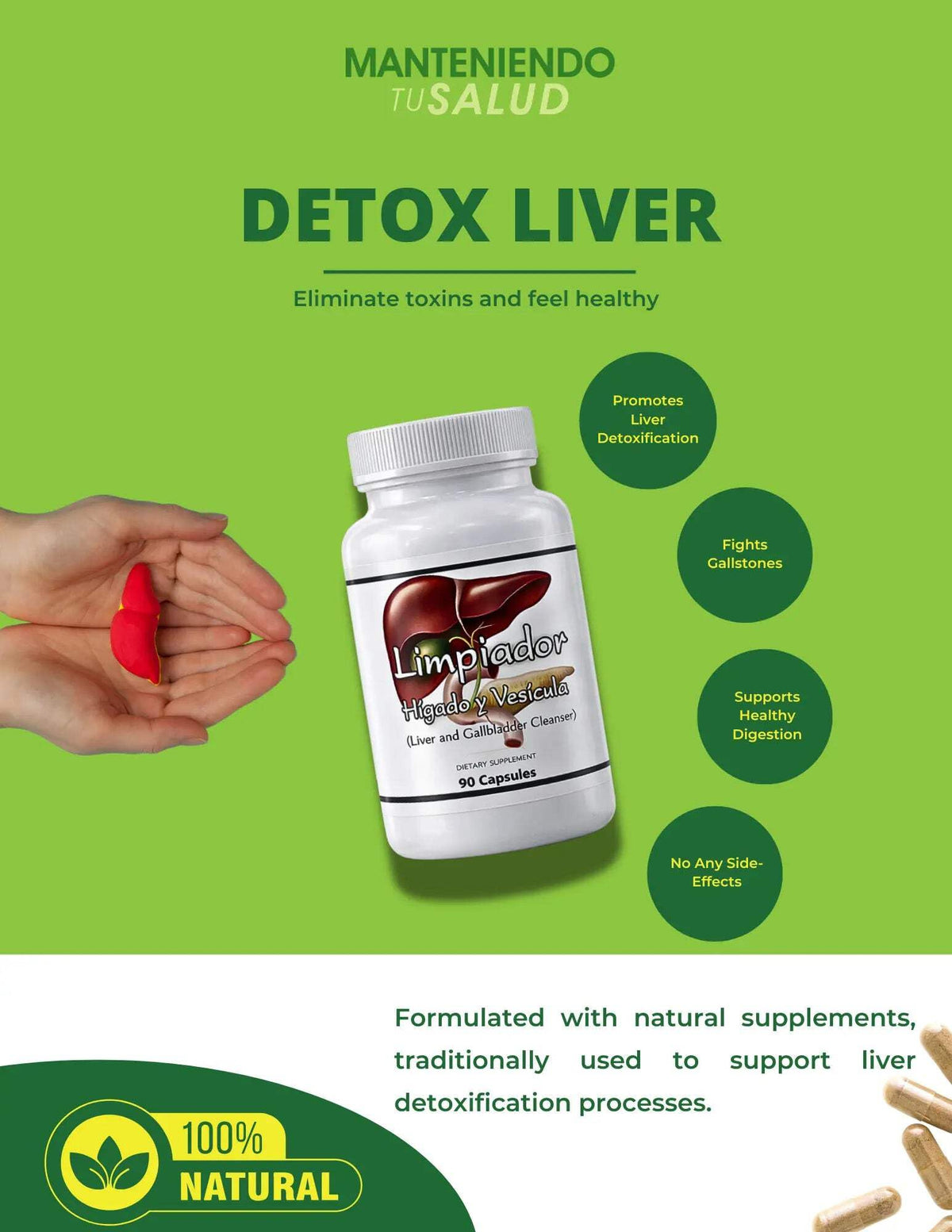 Manteniendo Tu Salud herbal dietary supplement capsule container