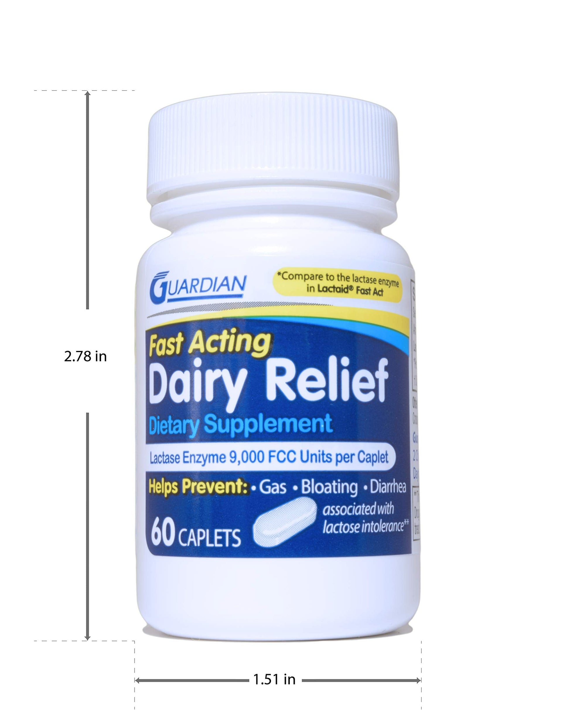 Guardian lactose intolerance pills back label showing supplement facts and directions