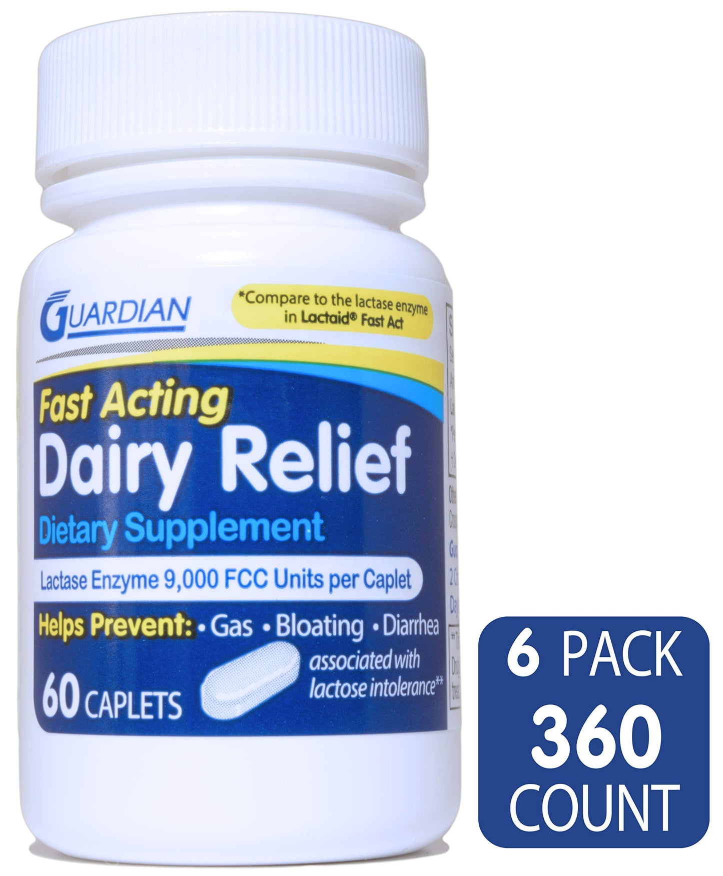 Guardian authentic USA imported dairy digestive enzyme caplets for bloating relief