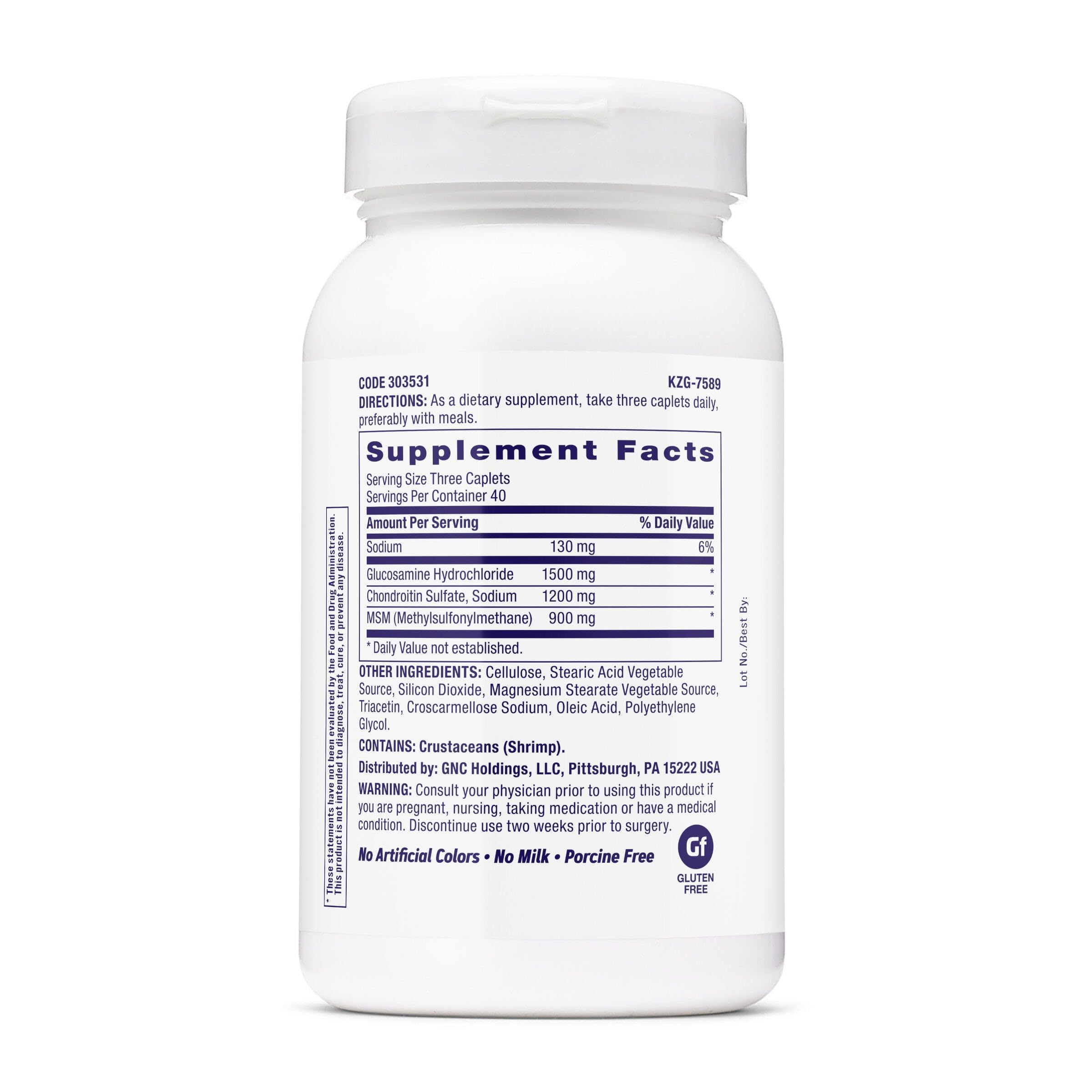 GNC TriFlex glucosamine chondroitin supplement nutrition facts label view
