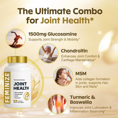 Back label view of Feminize joint mobility formula detailing the main active ingredients