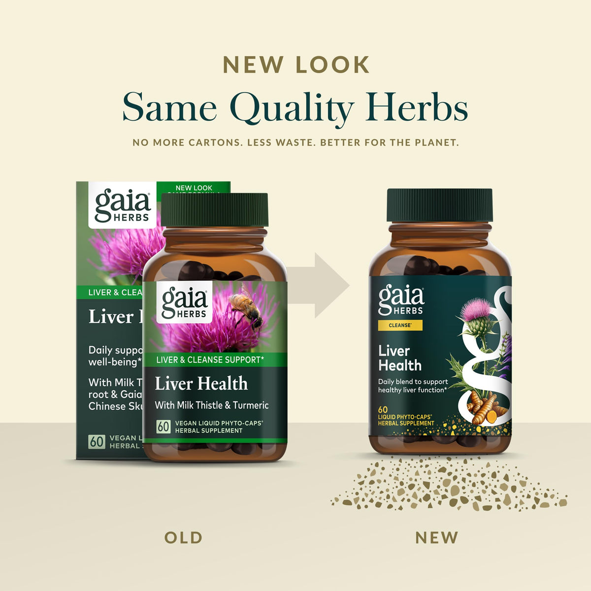 Gaia Herbs supplement bottle displayed against a clean natural background
