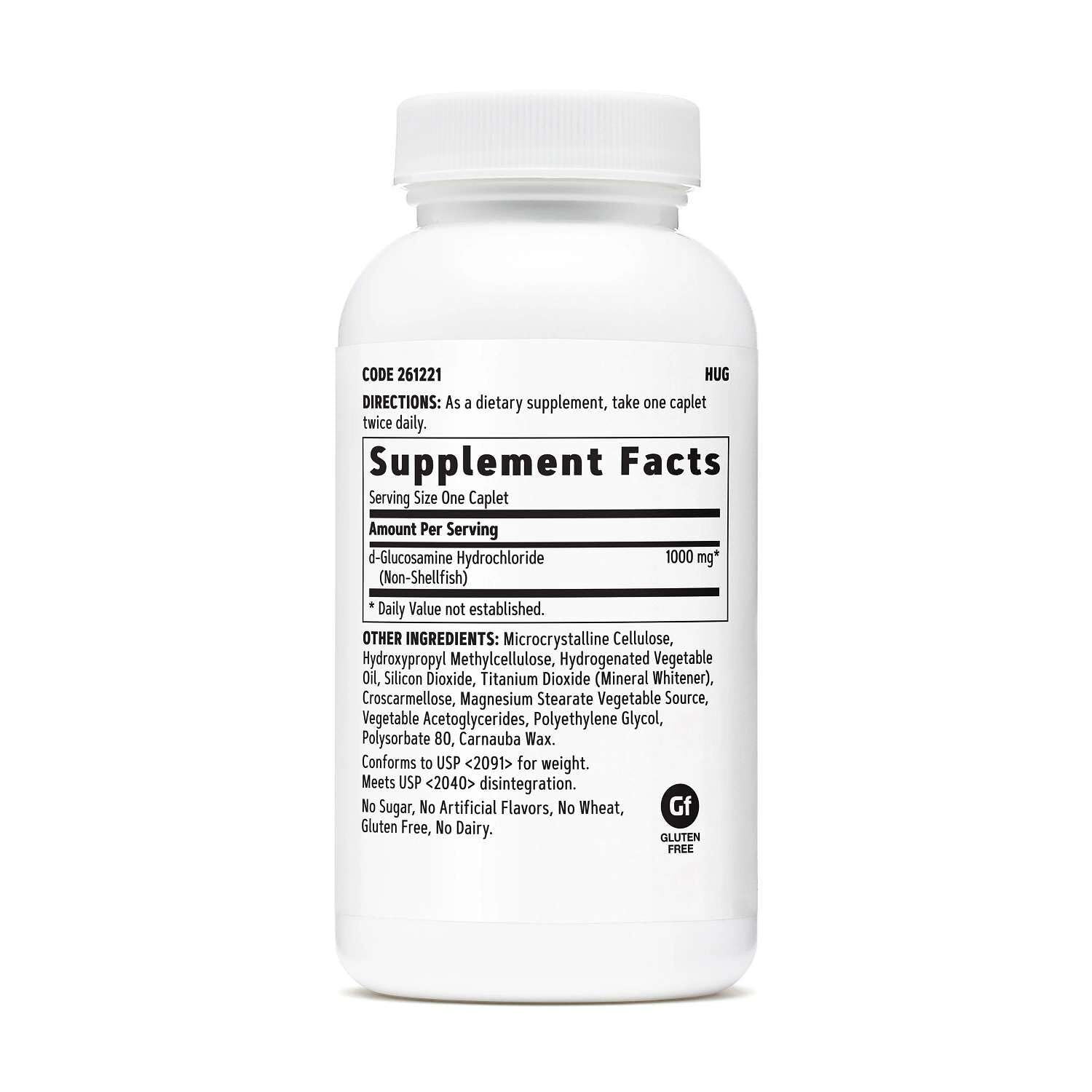 GNC Glucosamine 1000mg vegetarian dietary supplement label facts and ingredients list