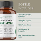 Whole Again Nutrition beef liver supplement capsules close up shot
