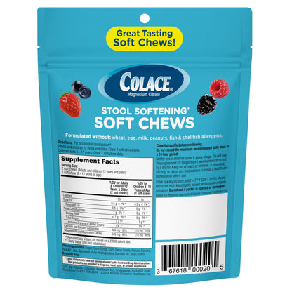 Colace mixed berry soft chews supplement facts