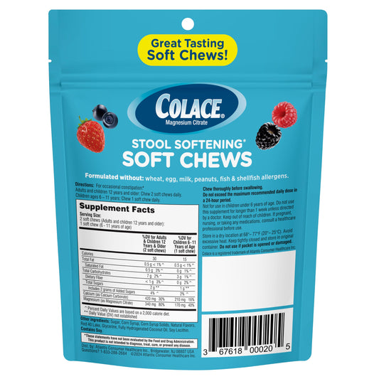 Colace mixed berry soft chews supplement facts