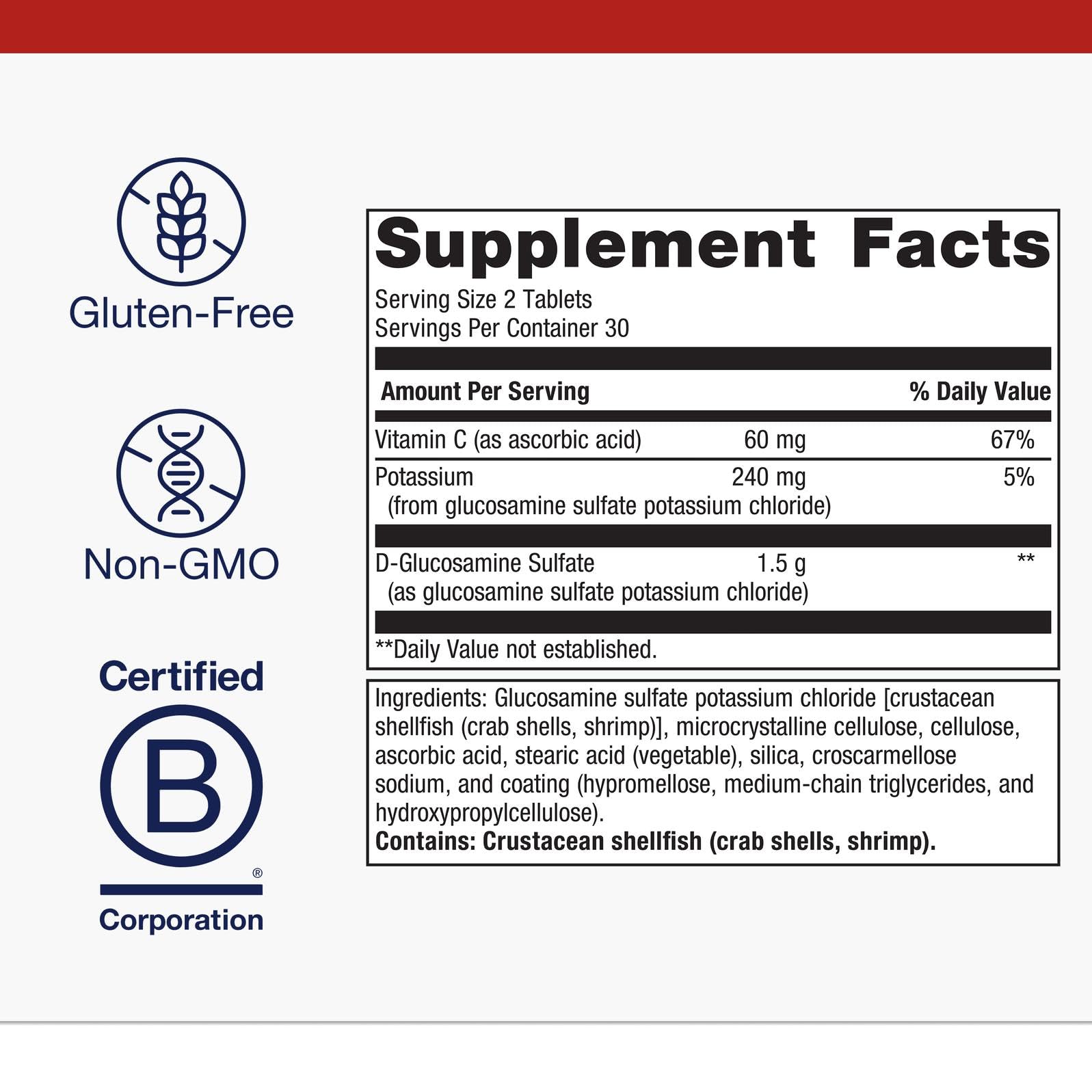 Metagenics joint health supplement bottle with shellfish allergen warning