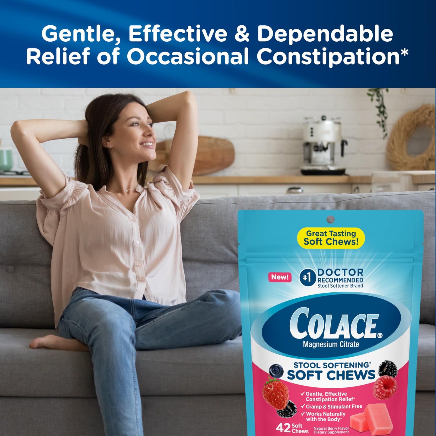 Colace soft chews pouch side view