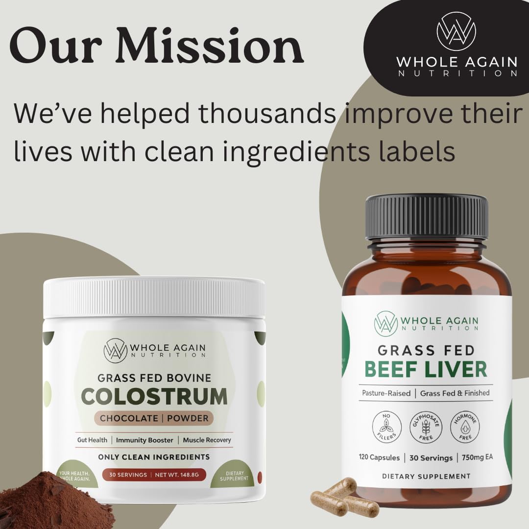 Whole Again Grass Fed Beef Liver capsules full product display