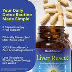 HealthForce SuperFoods Liver Rescue lifestyle product display highlighting natural herbal ingredients.