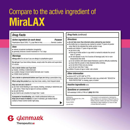 Glenmark Therapeutics osmotic laxative powder packaging details