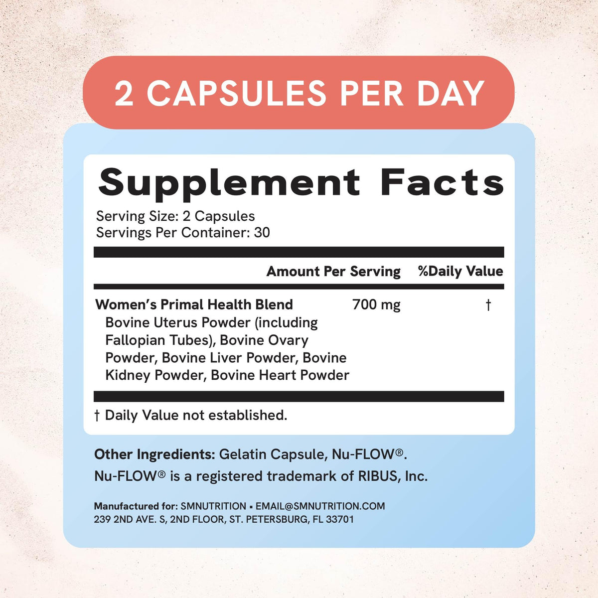 Hormone health and energy support dietary supplement packaging