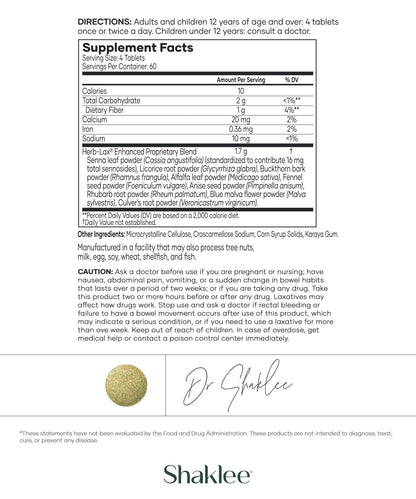 Shaklee Herb-Lax 240 tablets dietary supplement packaging