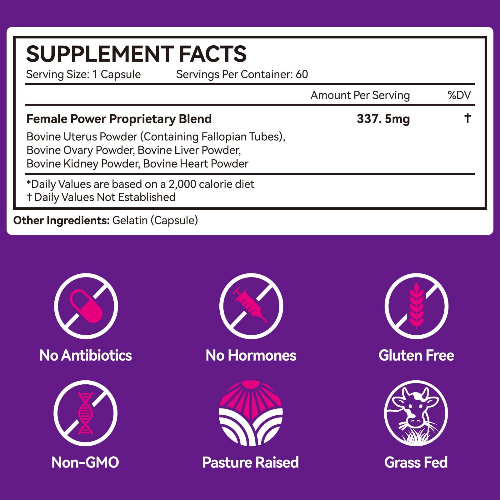 Vortexonix beef organ complex 60 capsules bottle and packaging