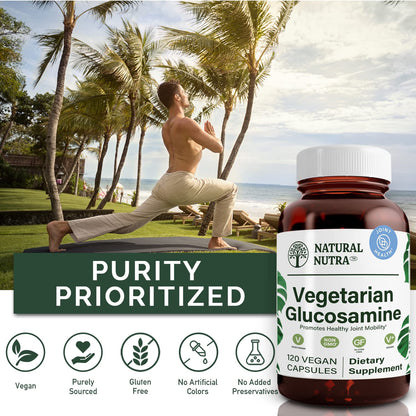 Authentic USA imported vegan joint health supplement in premium amber glass bottle.