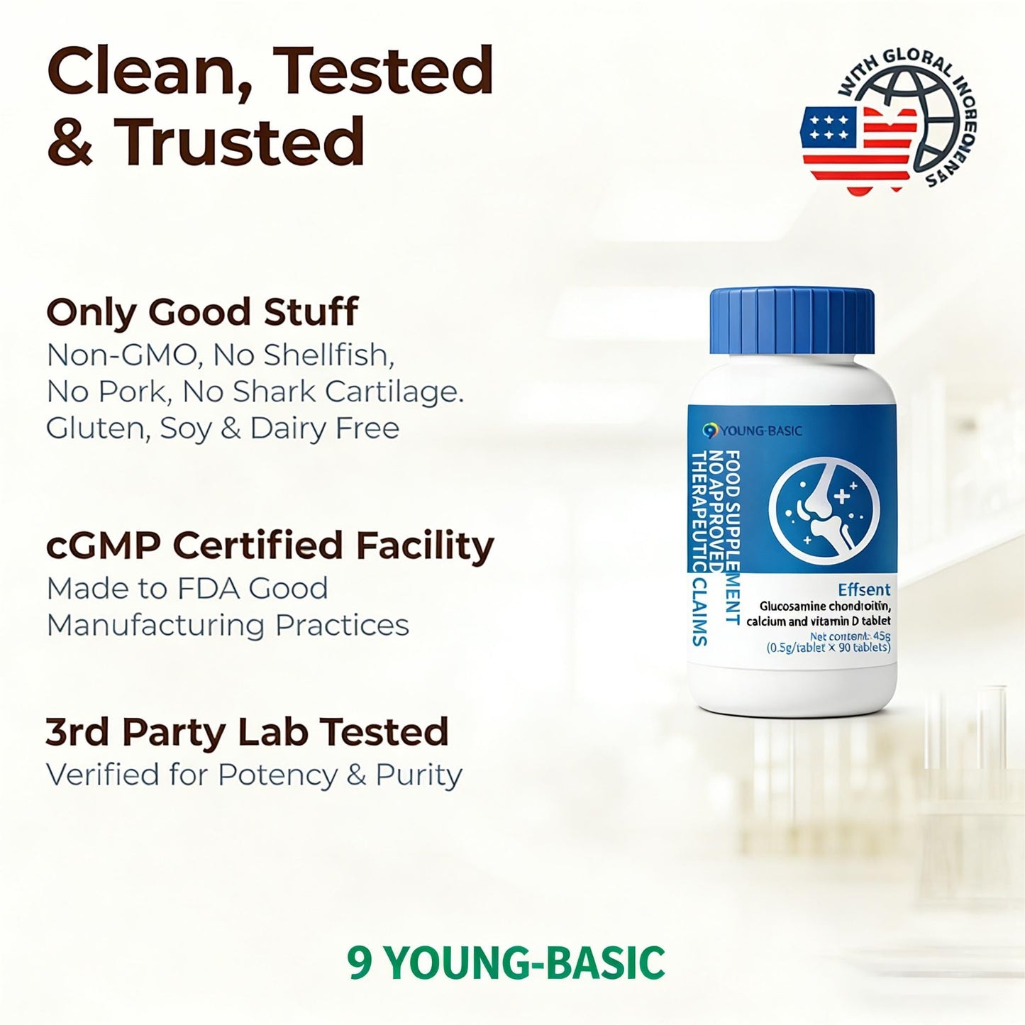 Augen 9 Young Basic four in one joint repair and structural nourishment tablets packaging